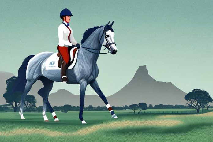 An irish sport horse in a rural south african landscape