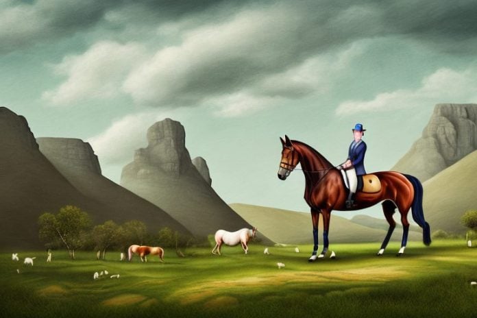 An irish sport horse in a rural landscape in king william's town