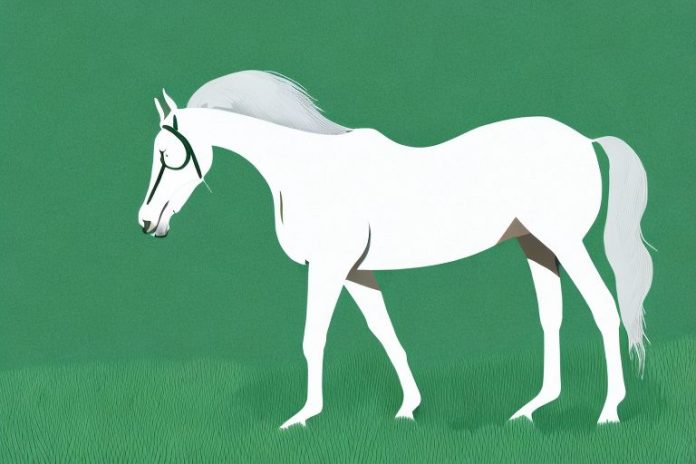 An irish sport horse grazing in a grassy field in the free state
