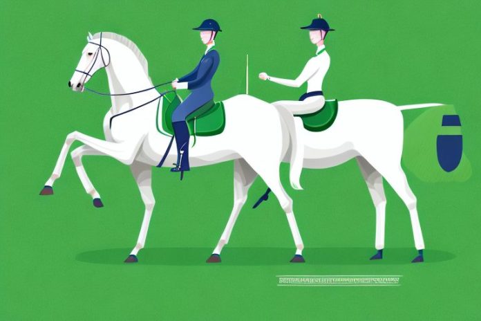 An irish sport horse standing in a lush green field