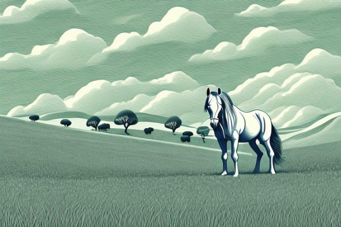 A horse in a field surrounded by rolling hills in bethlehem