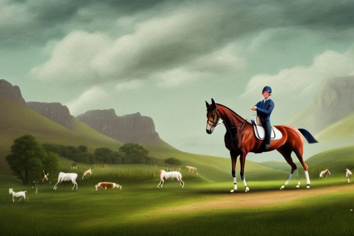 An irish sport horse in a rural landscape in ficksburg