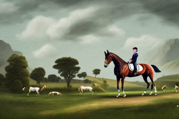 An irish sport horse in a rural landscape in vereeniging