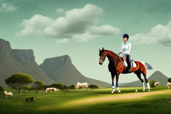 An irish sport horse in a rural landscape in south africa