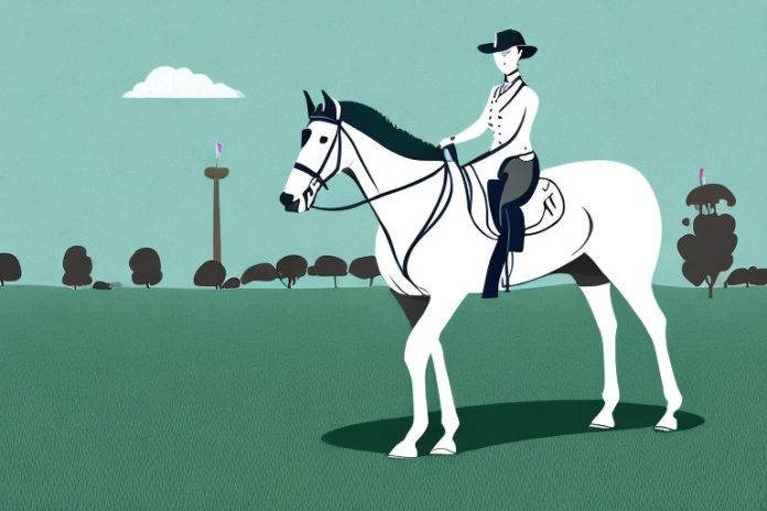 An irish sport horse in a field in kempton park