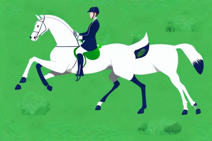 A majestic irish sport horse in a lush green field
