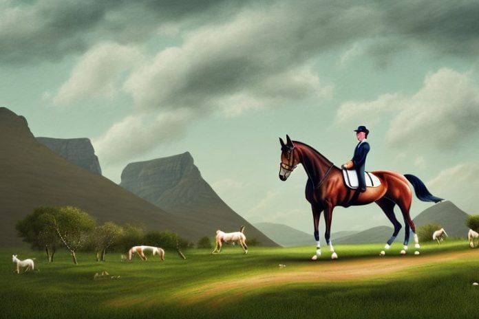 An irish sport horse in a rural landscape in modimolle