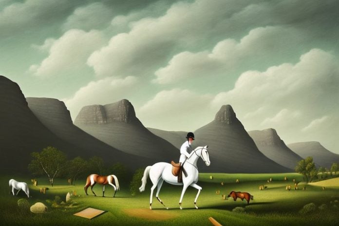 An irish sport horse in a rural landscape in louis trichardt