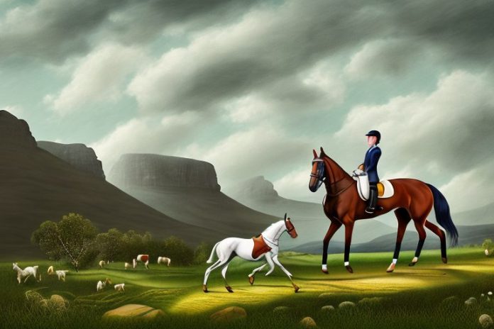 An irish sport horse in a rural landscape in lydenburg