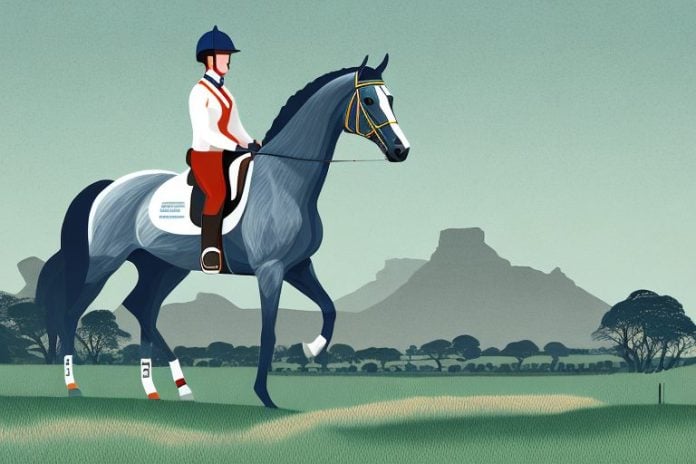 An irish sport horse in a rural south african landscape