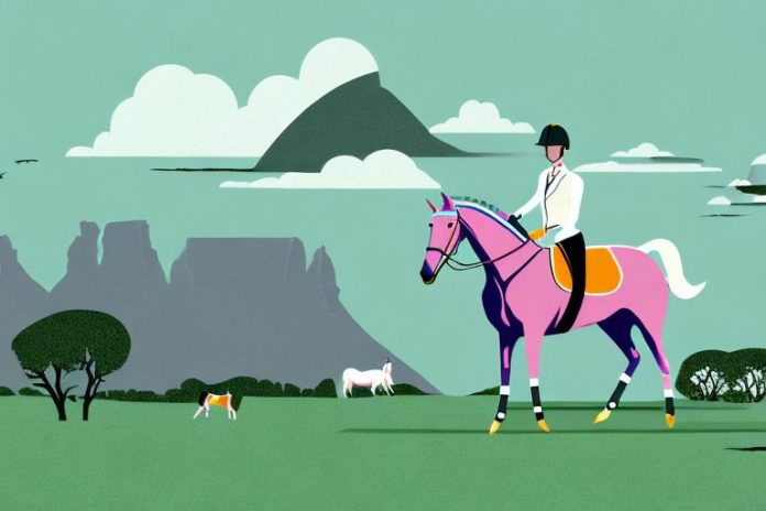 An irish sport horse in a rural south african landscape
