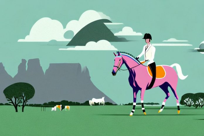 An irish sport horse in a rural south african landscape