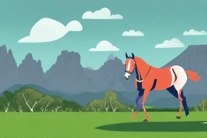 An irish sport horse in a scenic landscape in stellenbosch