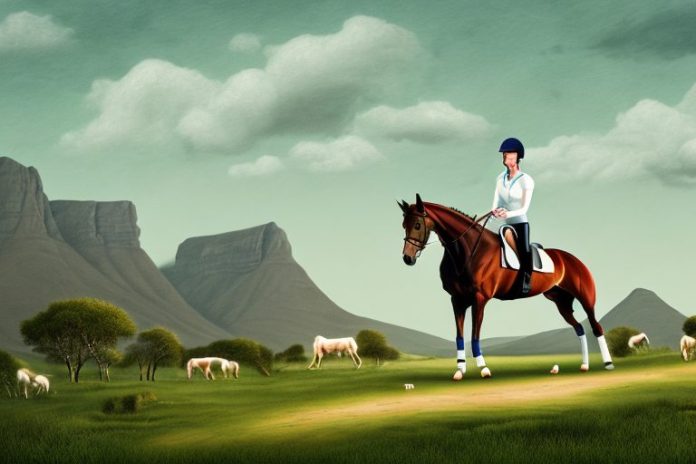 An irish sport horse in a rural landscape in south africa