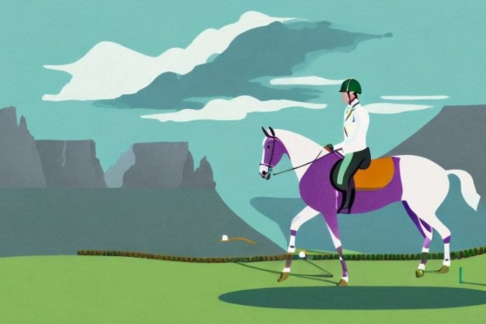 An irish sport horse in a scenic landscape in hermanus