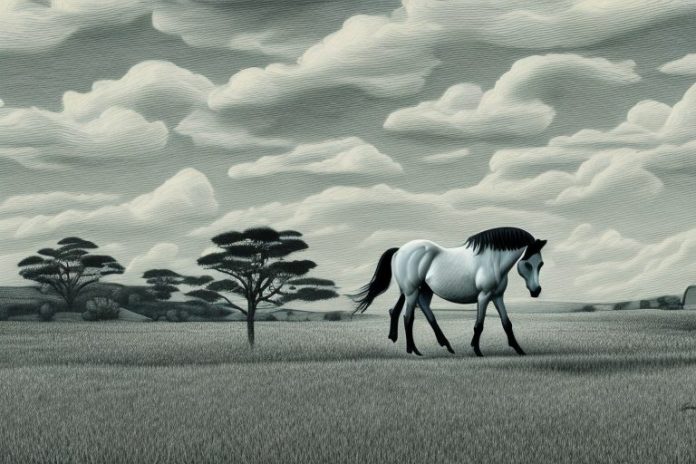 A horse in a rural landscape in ladysmith