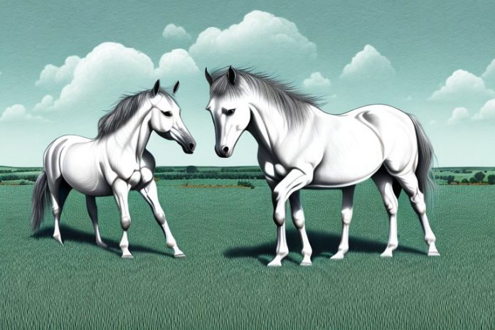 Two horses in a field in westville