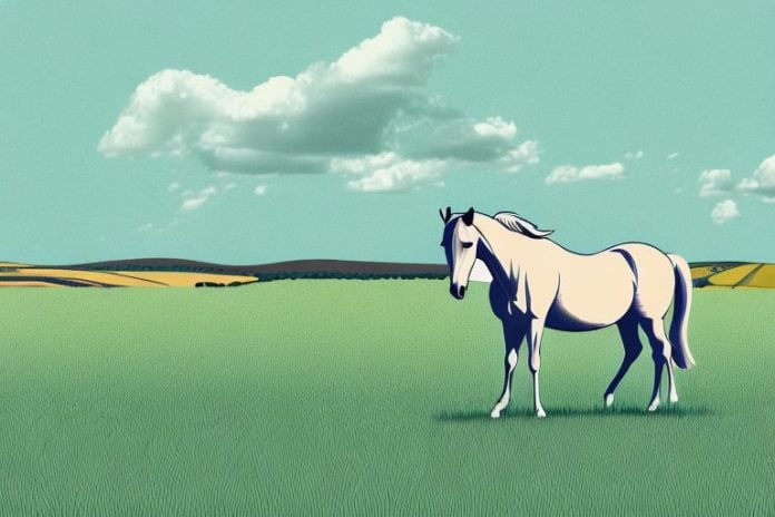 A horse in a field in jeffreys bay