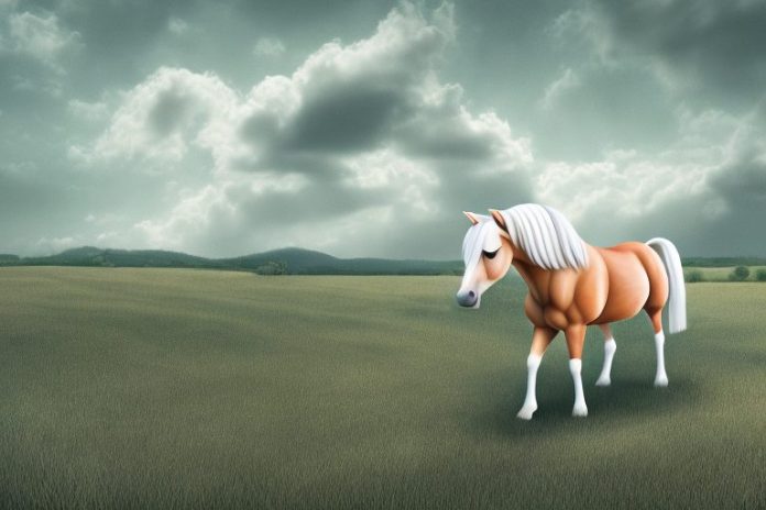 A haflinger horse in a rural landscape