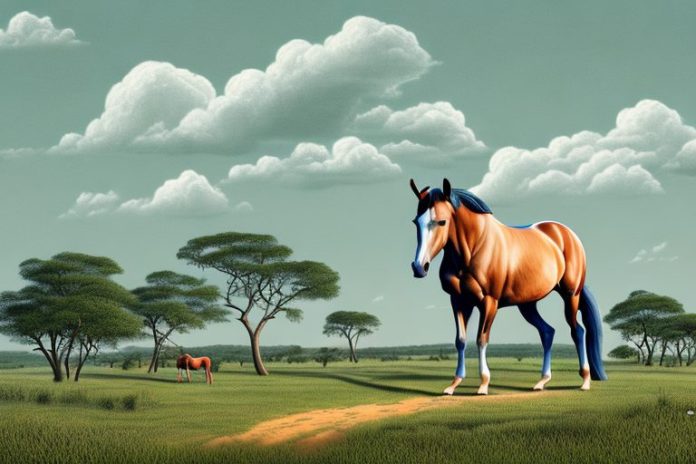 A horse in a rural landscape in limpopo