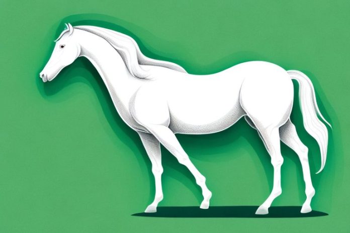 A white horse in a lush green field in the white river area of south africa
