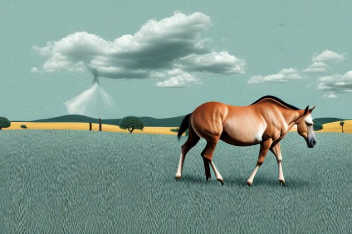 A horse in a field in springbok