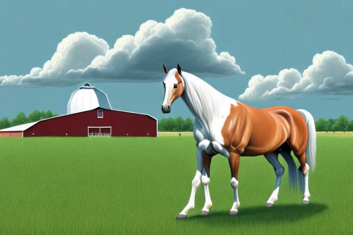 A tennessee walking horse in a pasture