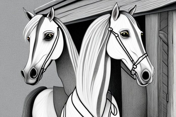 An andalusian horse in a stable