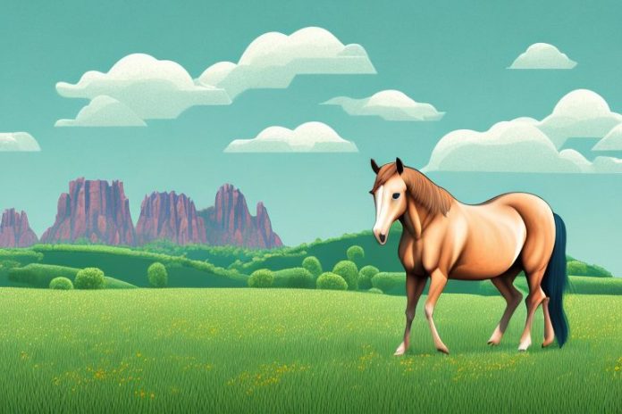 A horse in a field with the rustenburg landscape in the background