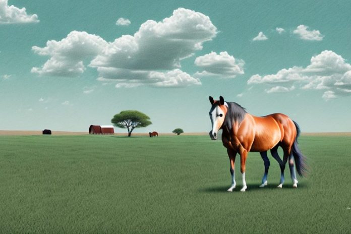 A horse in a rural landscape in mafikeng