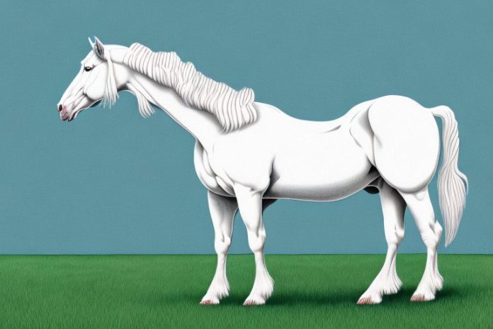 An american cream draft horse in a pasture