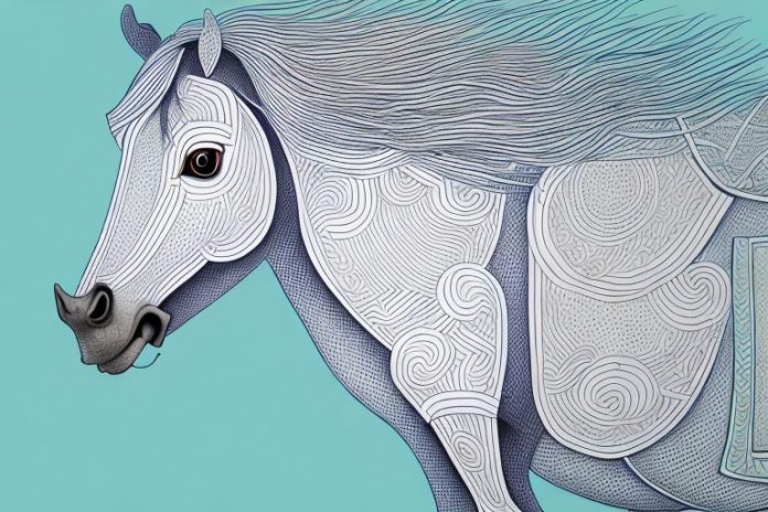 A kathiawari horse in a stable setting