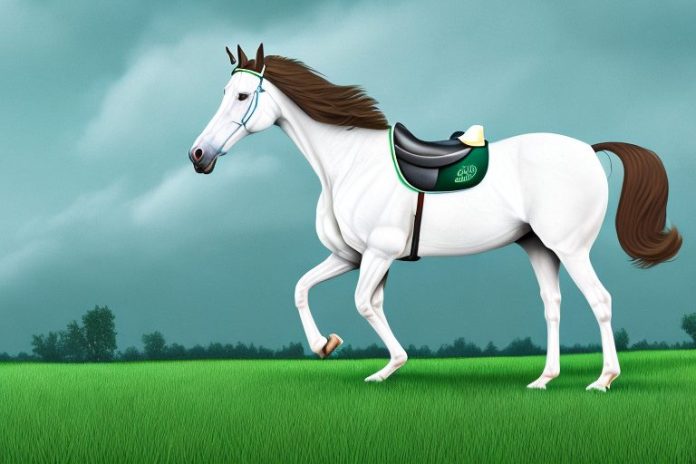 An irish sport horse in a field