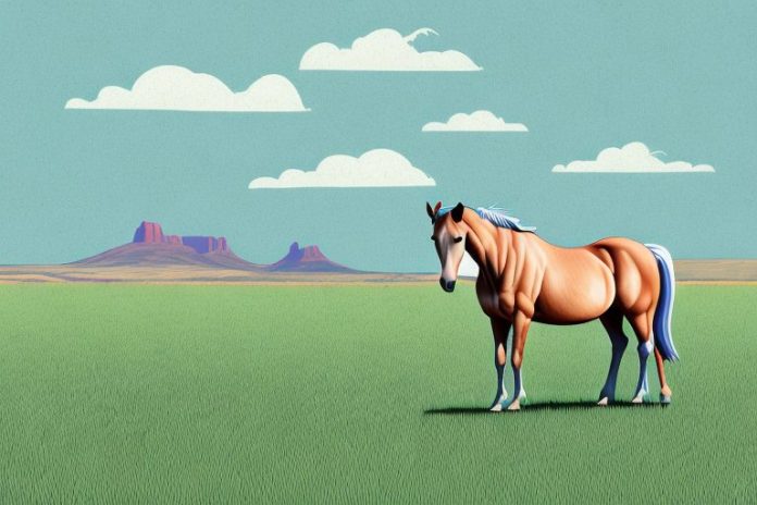 A horse in a field in oudtshoorn