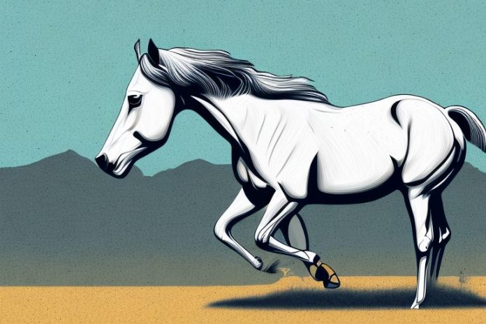 An american quarter horse in a south african landscape