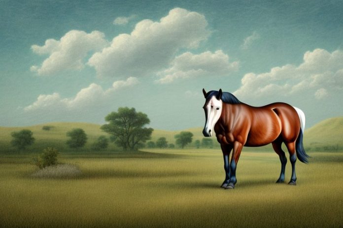 An american quarter horse in a rural landscape in empangeni