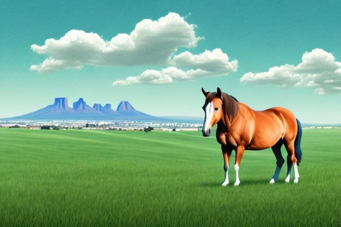 A horse in a pasture