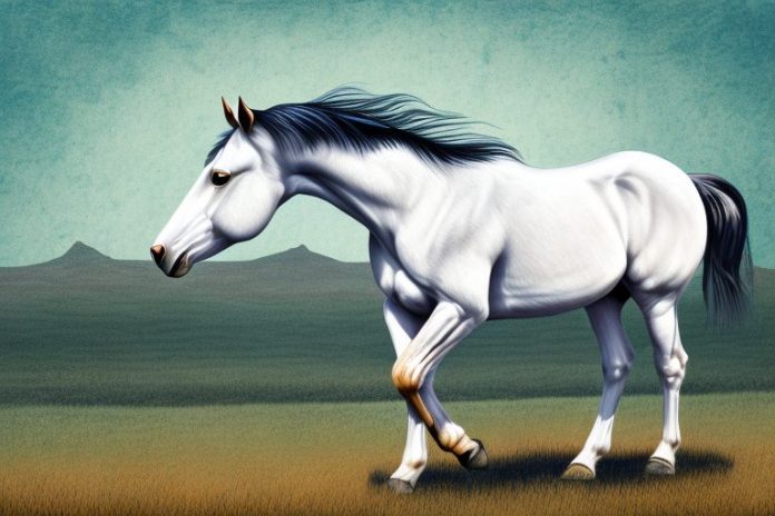 A beautiful american quarter horse in a rural south african landscape