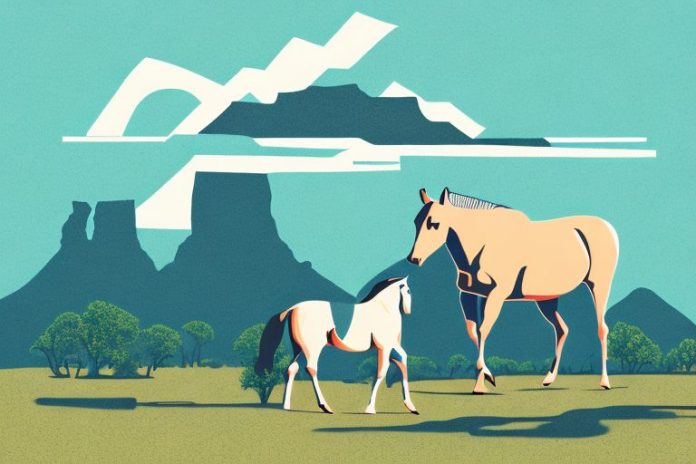 A quarter horse in a south african landscape