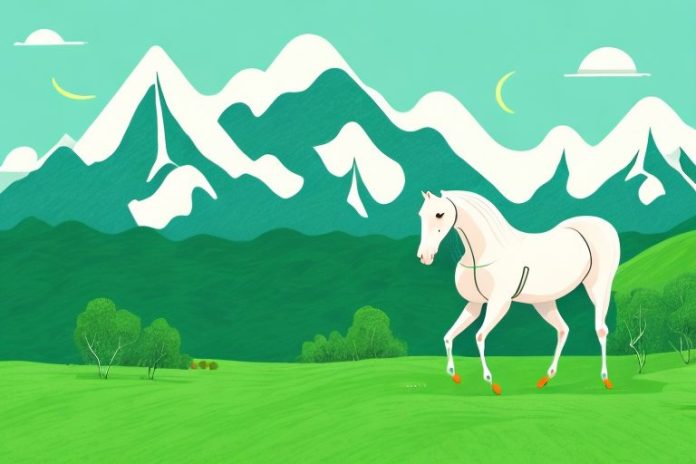 A horse in a lush