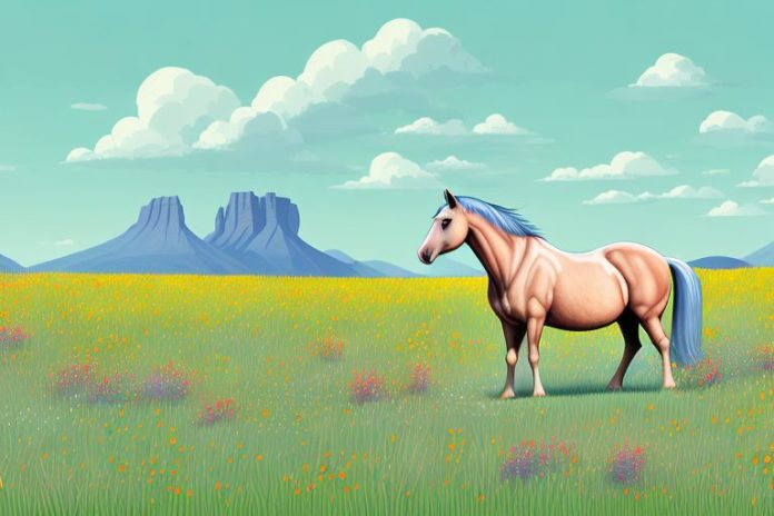 A horse in a field of wildflowers in barberton