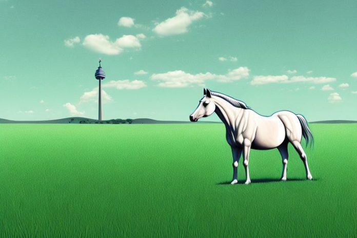 A horse standing in a field of grass in kathu