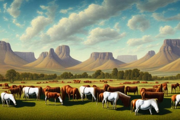 A postcard-style landscape of postmasburg