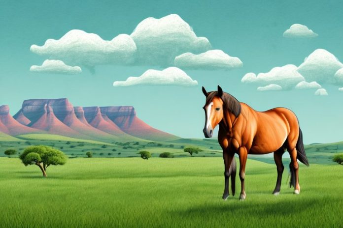 A horse in a pasture