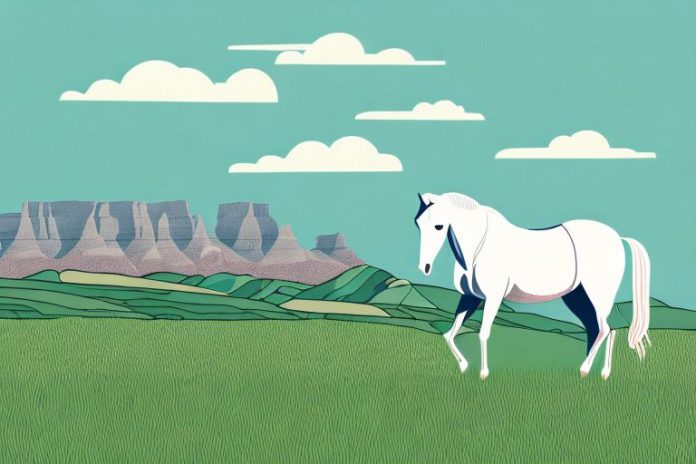 A horse in a field with the hermanus