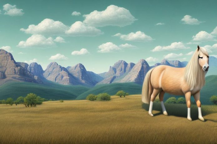 A haflinger horse in a rural landscape