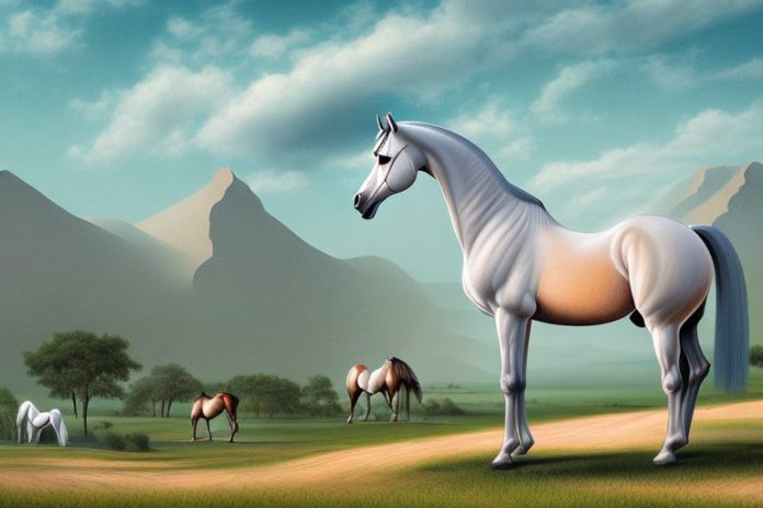 An arabian horse in a rural landscape in umhlanga