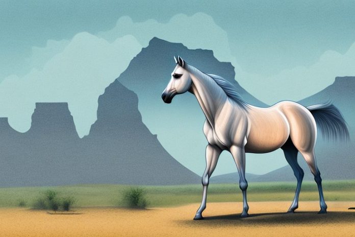 An arabian horse in a rural south african landscape