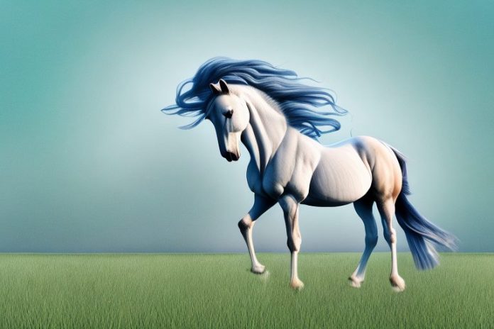 A majestic arabian horse in a field in bisho