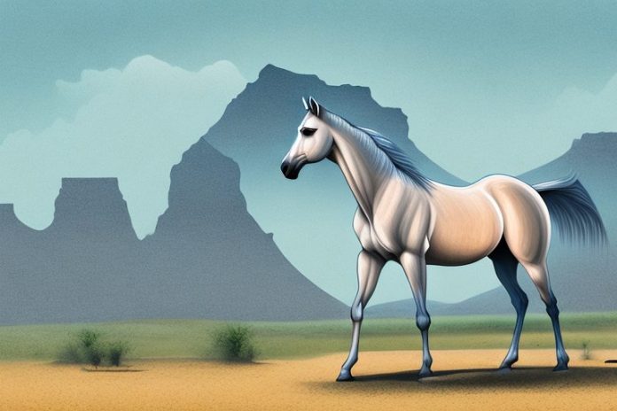 An arabian horse in a rural south african landscape